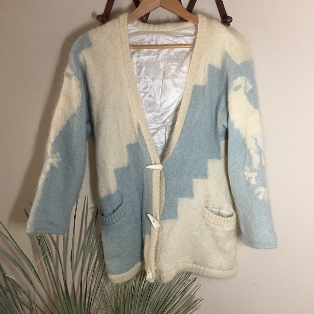 Vintage Mohair Eagle knit sweater cardigan jacket